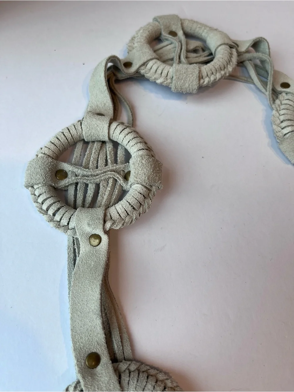 Vintage Wet Seal Suede Leather Circle Fringe Belt Y2K